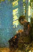Anna Ancher interiorior med syennde kvinde, ca